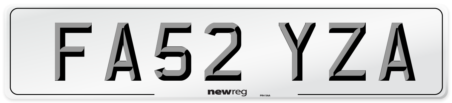 FA52 YZA Number Plate from New Reg